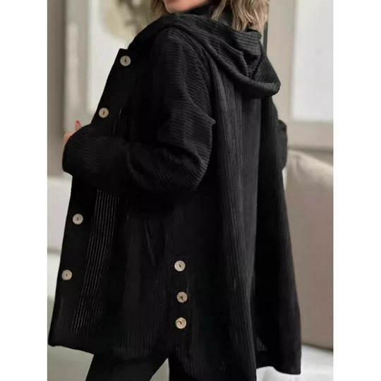 Damen kuschelige Kapuzenjacke aus feinem Cordstoff R&B
