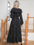 Damen Maxikleid mit Rüschenbesatz und Schlitz R&B