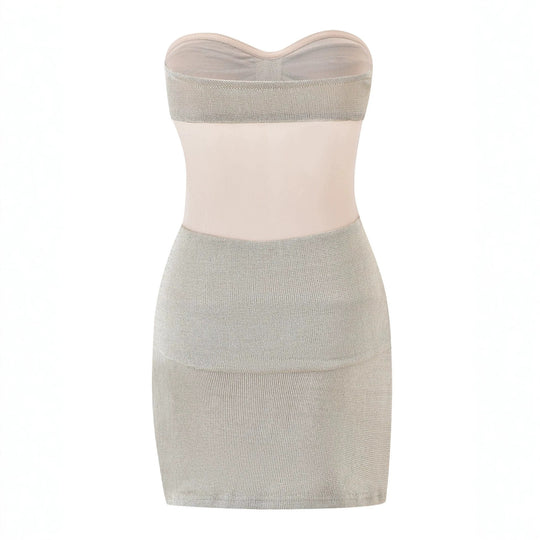 Damen Bandeau Minikleid mit raffiniertem Rüschenelement R&B