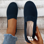 Damen Atmungsaktive Slip-On Sneakers mit flexiblem Strickdesign R&B