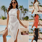 Damen gehäkeltes Strandkleid mit seitlichem Schlitz R&B