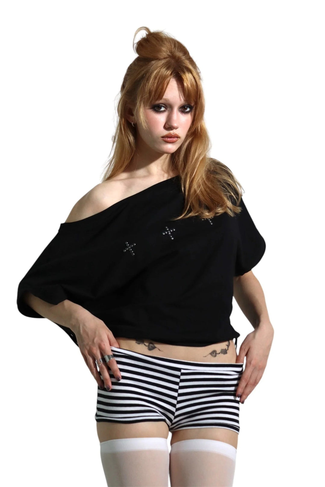 Damen Oversized Shirt mit glitzerndem Grafikelement R&B