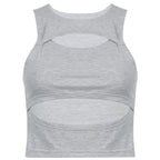 Damen sportliches Crop-Top mit Cut-Out-Design und atmungsaktivem Stoff R&B