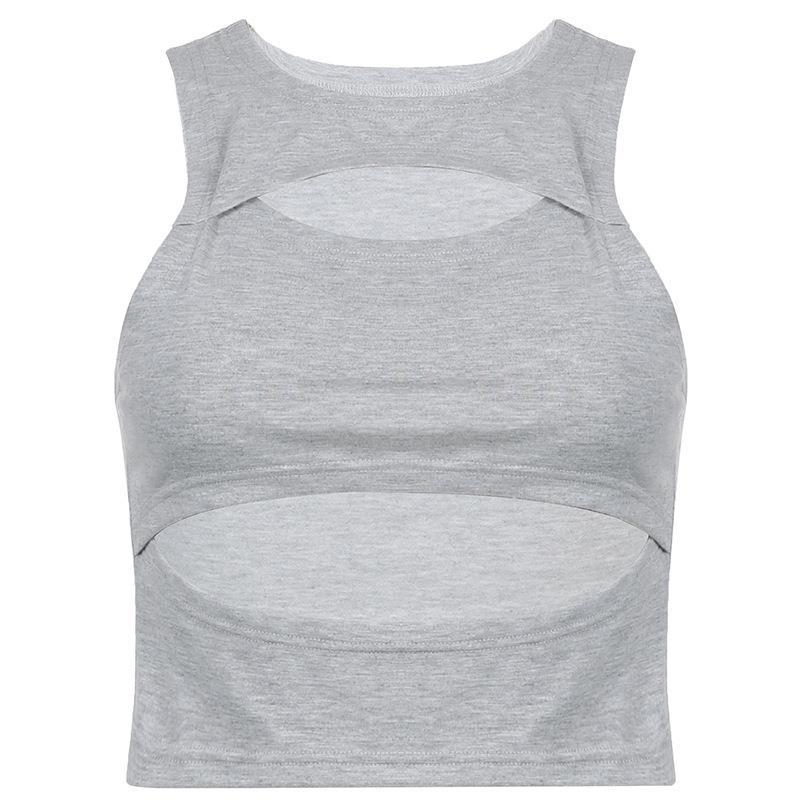 Damen sportliches Crop-Top mit Cut-Out-Design und atmungsaktivem Stoff R&B