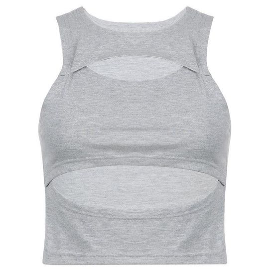 Damen sportliches Crop-Top mit Cut-Out-Design und atmungsaktivem Stoff R&B