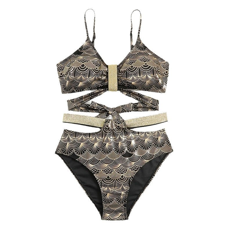 Damen Triangel-Bikini mit glamourösem Wickel-Design und eleganten Akzenten R&B