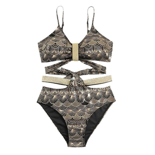 Damen Triangel-Bikini mit glamourösem Wickel-Design und eleganten Akzenten R&B