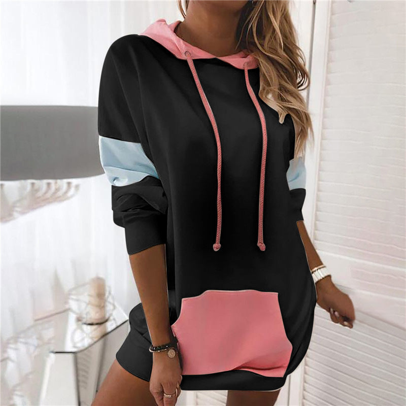 Damen Kapuzenkleid in sportlichem Design mit praktischen Taschen R&B