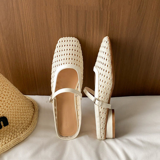 Damen elegante Ballerinas mit modischem Riemchen und atmungsaktiver Perforation R&B