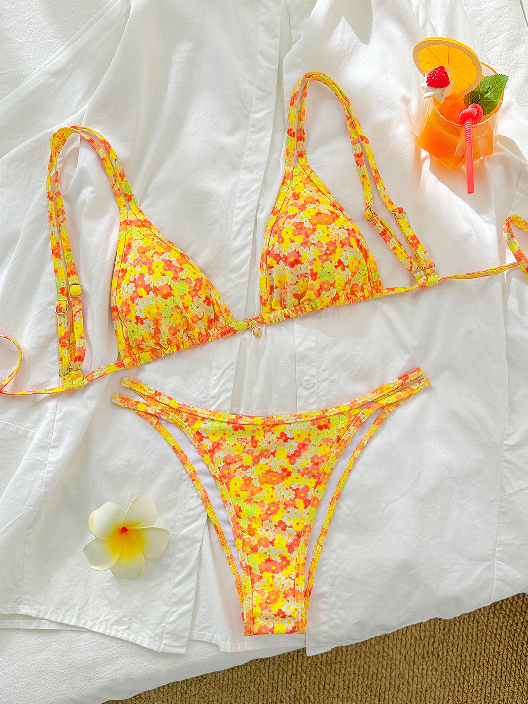 Damen Triangel-Bikini mit floralen Mustern R&B