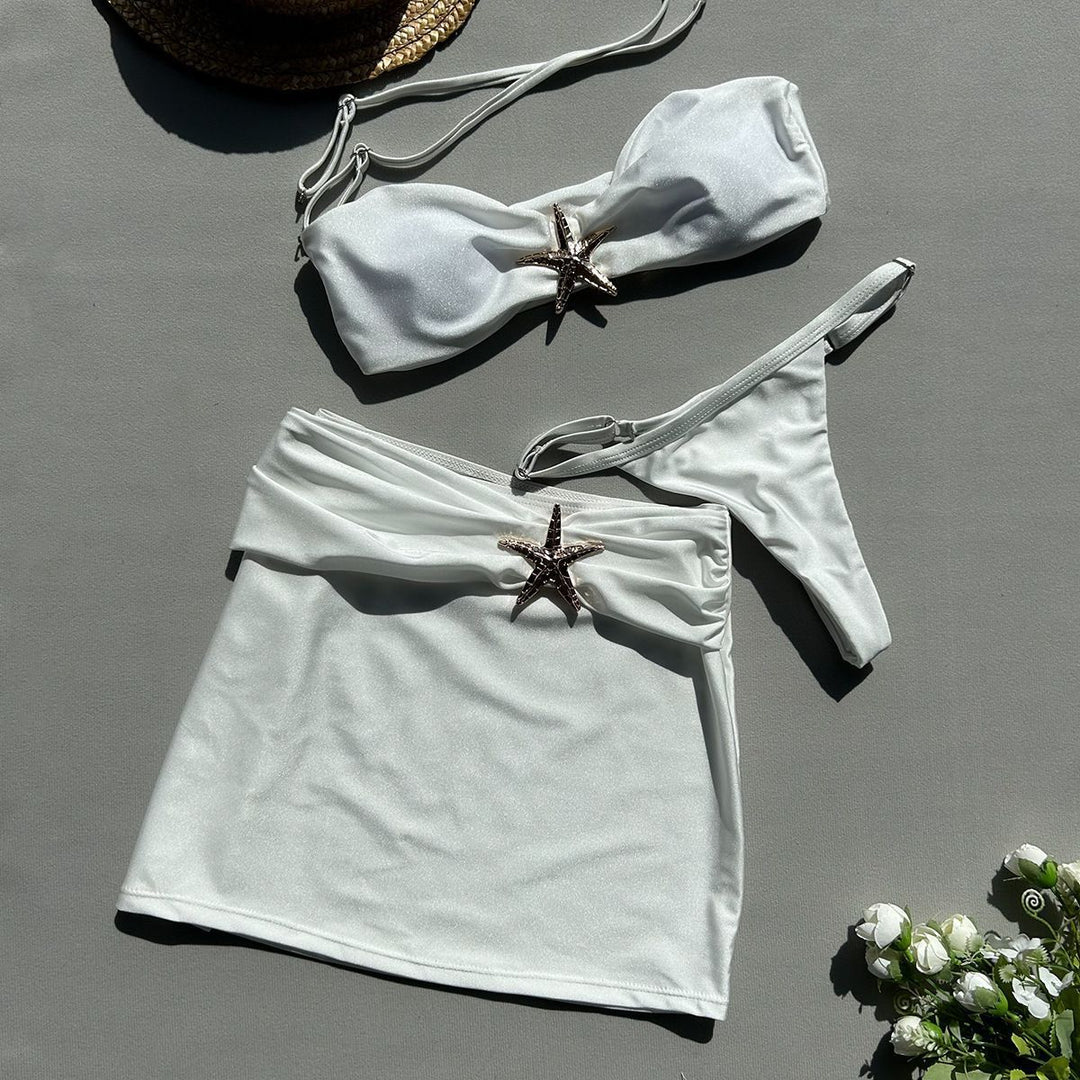 Damen Bikini-Set mit Röckchen und schimmerndem Muschel-Detail R&B