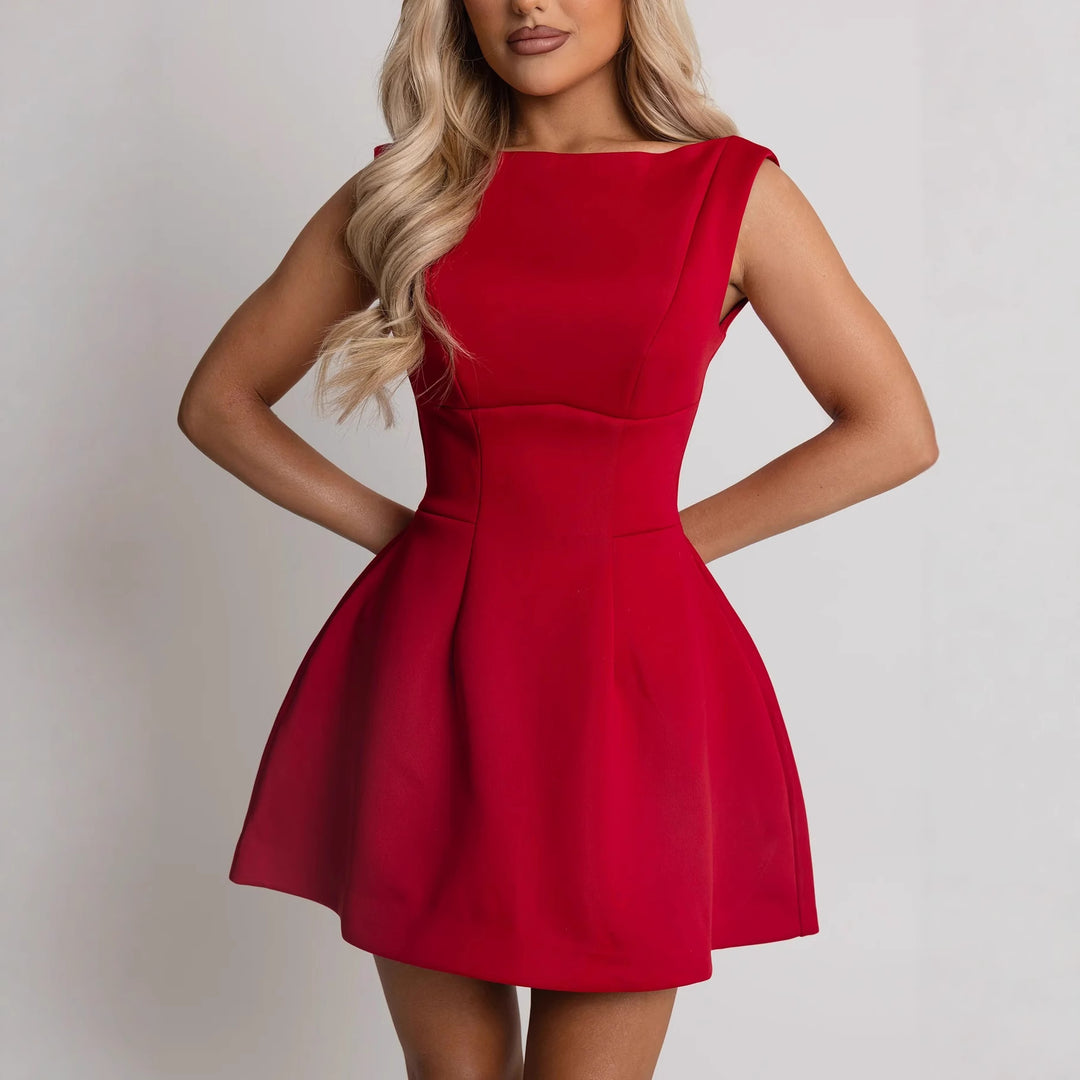 Damen Schickes Kurzkleid mit ausgestelltem Rock und elegantem Schnitt R&B