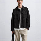 Herren modische Overshirt-Jacke mit robusten Brusttaschen und praktischen Druckknöpfen Hedi-Mode