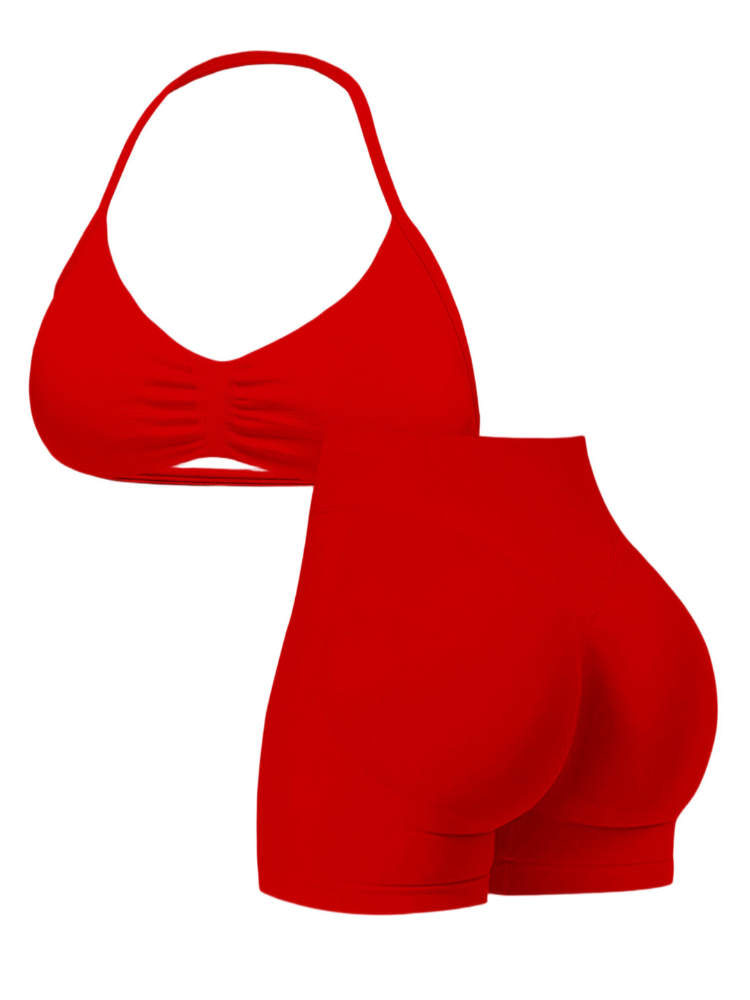 Damen Sport-Bikini-Oberteil mit hoch geschnittenen Shorts und nahtlosem Design R&B
