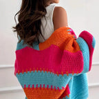 Damen farbenfroher Strickcardigan R&B