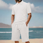 Herren elegantes Sport-Set mit strukturierter Oberfläche und bequemem Kurzarm-Polo R&B