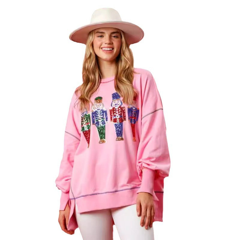 Damen Oversized Sweatshirt mit festlichem Motiv R&B