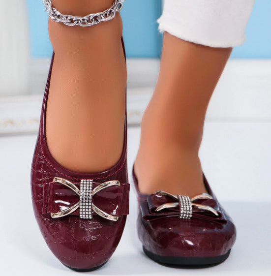 Damen elegante Ballerinas mit funkelndem Schleifen-Detail R&B
