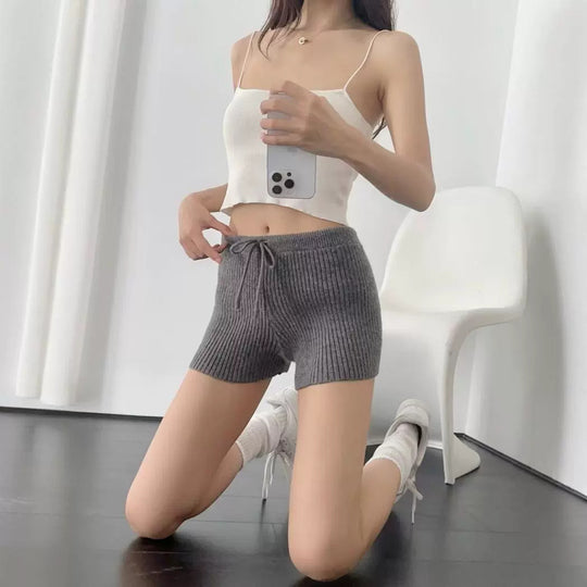 Damen Rippenstrick Shorts R&B