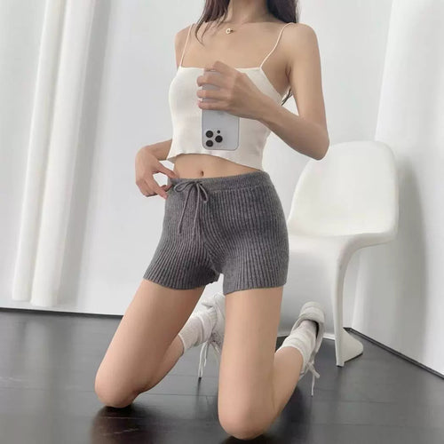 Damen Rippenstrick Shorts R&B