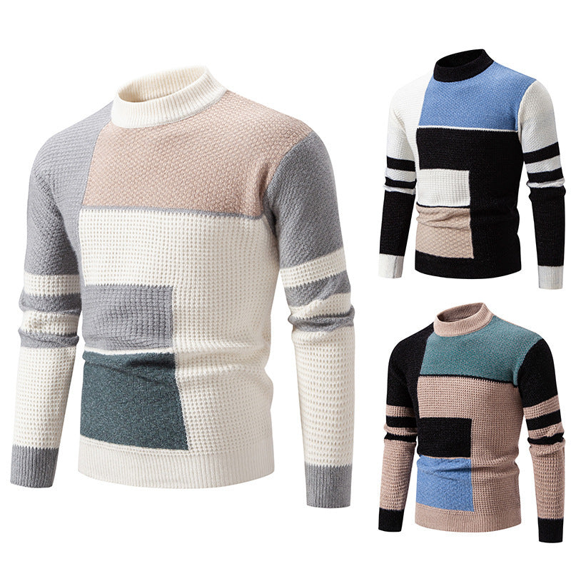Herren modischer Pullover mit strukturiertem Farbblockdesign R&B