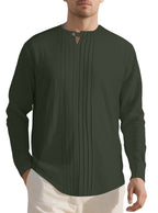 Herren Langarmshirt mit modischem Henley-Ausschnitt und Faltenstruktur R&B