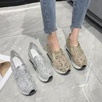 Damen Bequeme Slip-On Sneaker mit glitzerndem Design und atmungsaktiver Oberflächenstruktur R&B