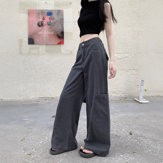 Damen Weite High-Waist Hose mit praktischen Taschen R&B