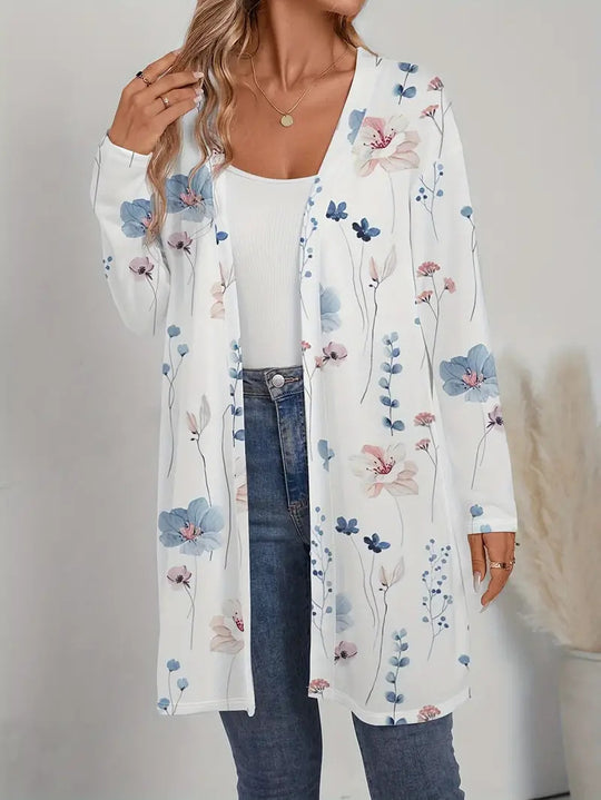 Damen Blütenmotiv Cardigan mit weitem Schnitt R&B