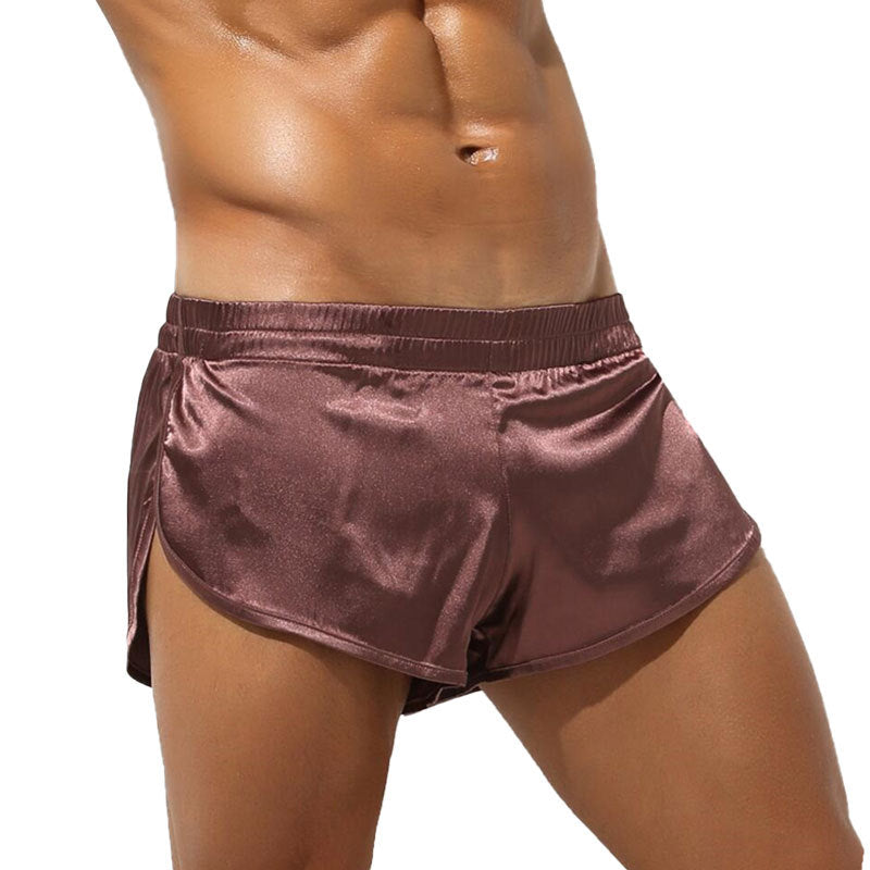 Herren nan kurze Satin-Schlafshorts mit elastischem Bund und seitlichem Schlitz R&B