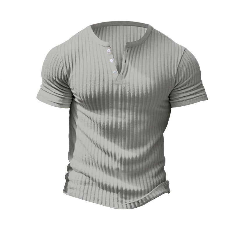 Herren nan eng anliegendes Kurzarm-Henleyshirt mit Rippenstruktur und kurzer Knopfleiste R&B
