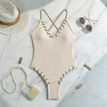 Damen Eleganter Strick-Badeanzug mit Schnürdetails R&B