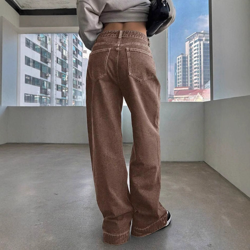 Damen Weit geschnittene Denim-Hose mit hoch tailliertem Design und modischem Schnitt R&B