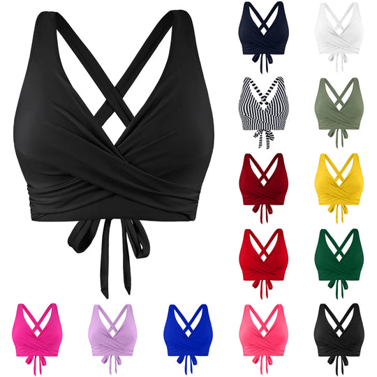 Damen komfortables Wickel-Bikinioberteil R&B