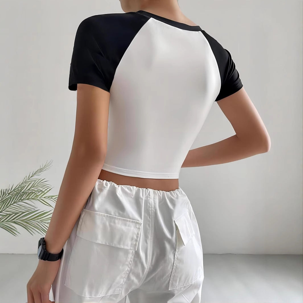 Damen Crop-T-Shirt mit stylischem Sternmotiv und bequemer Passform R&B