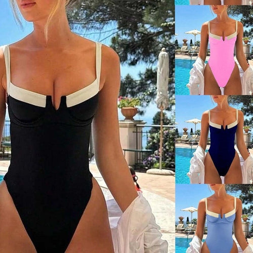 Damen Einteiliges Badeoutfit mit eleganten Kontrastdetails R&B