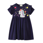 Mädchen T-Shirt Kleid mit glitzerndem Einhornmotiv R&B