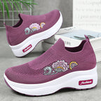 Damen Athletische Sneakers mit floralem Design und höhenverstellbarer Plateausohle R&B