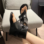 Damen Modische Sneaker-Stiefel mit offenem Zehenbereich und verstellbarem Riemen R&B