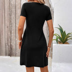 Damen Freizeitkleid mit elegantem V-Ausschnitt und figurschmeichelndem Knötchen-Design R&B