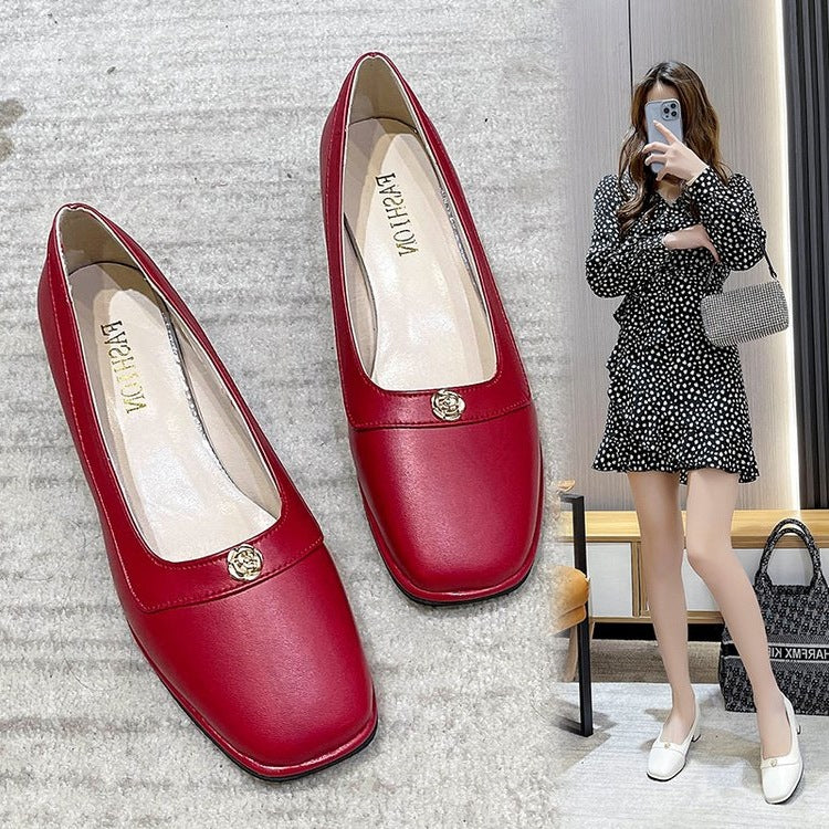 Damen Komfortable Blockabsatz-Pumps mit zarter Schnalle R&B