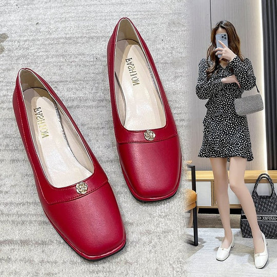 Damen Komfortable Blockabsatz-Pumps mit zarter Schnalle R&B