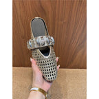Damen trendige Mules mit modischem Netzdesign und stilvollem Riemen R&B