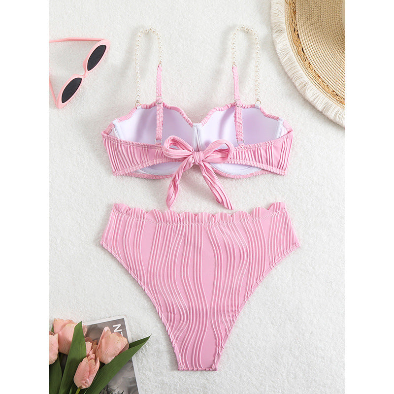 Damen Push-Up-Bikini mit Raffung und eleganten Trägern R&B