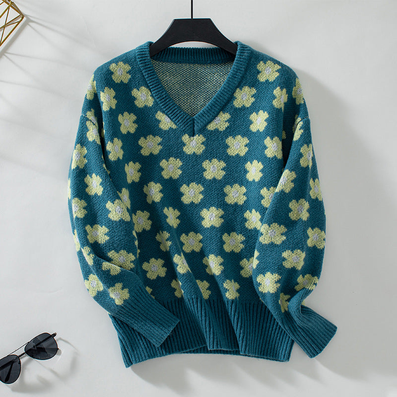 R&B | Strickpullover mit Blumenmuster