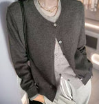 Damen Strickcardigan mit Rundhalsausschnitt und Knopfdetail