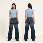 Damen Weite Denim-Jeans mit praktischen Taschen