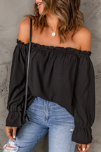 Damen Off-Shoulder Bluse mit Rüschendetails R&B