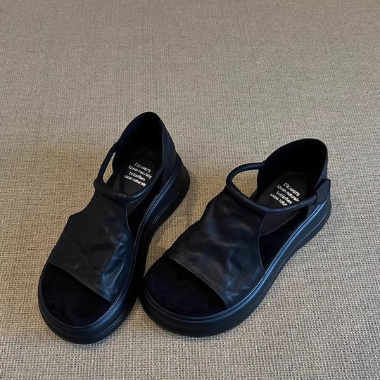 Damen bequeme Sandalen mit elastischem Riemen und komfortablem Fußbett R&B