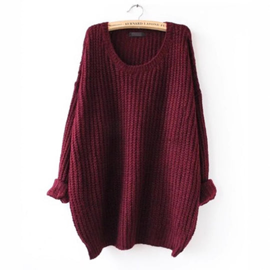 Damen lockerer Strickpullover mit weitem Schnitt und luftiger Struktur R&B